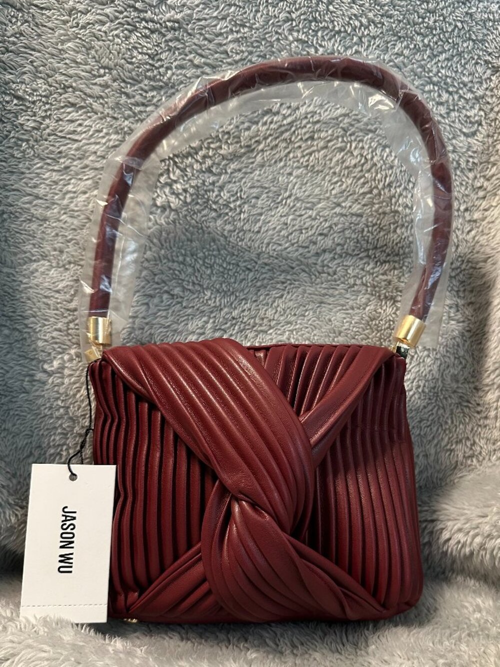 Jason Wu Pleated Knot Box Handle Bag Wine Color New W/tags